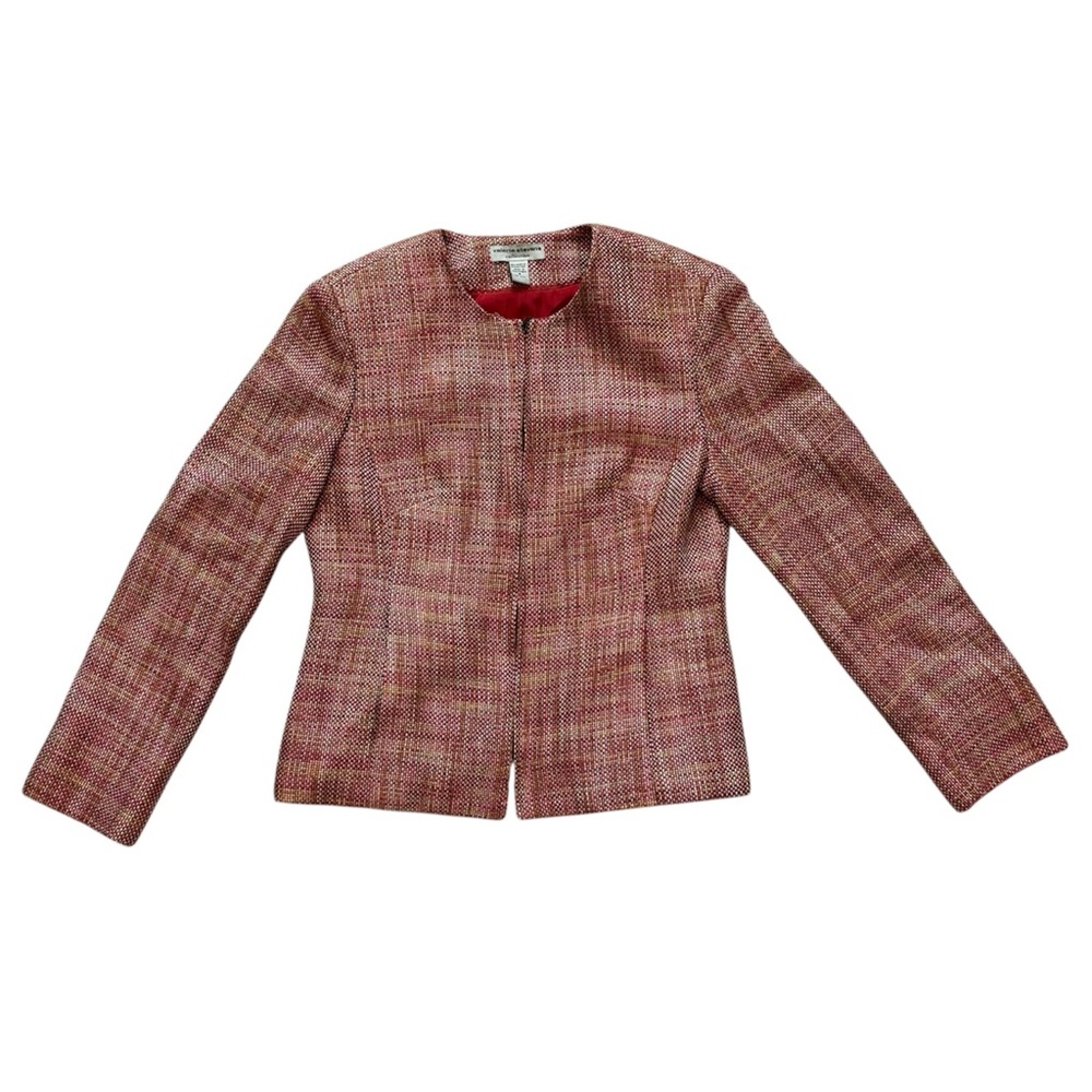 Vintage Valerie Stevens Red Tweed Zip Jacket